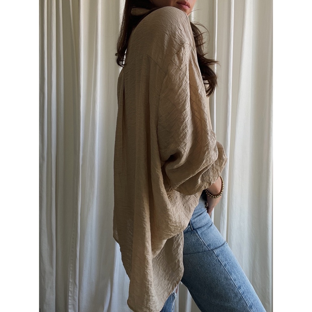 SHIRT oversized button down shirt — In Beige - Picture 4 of 8